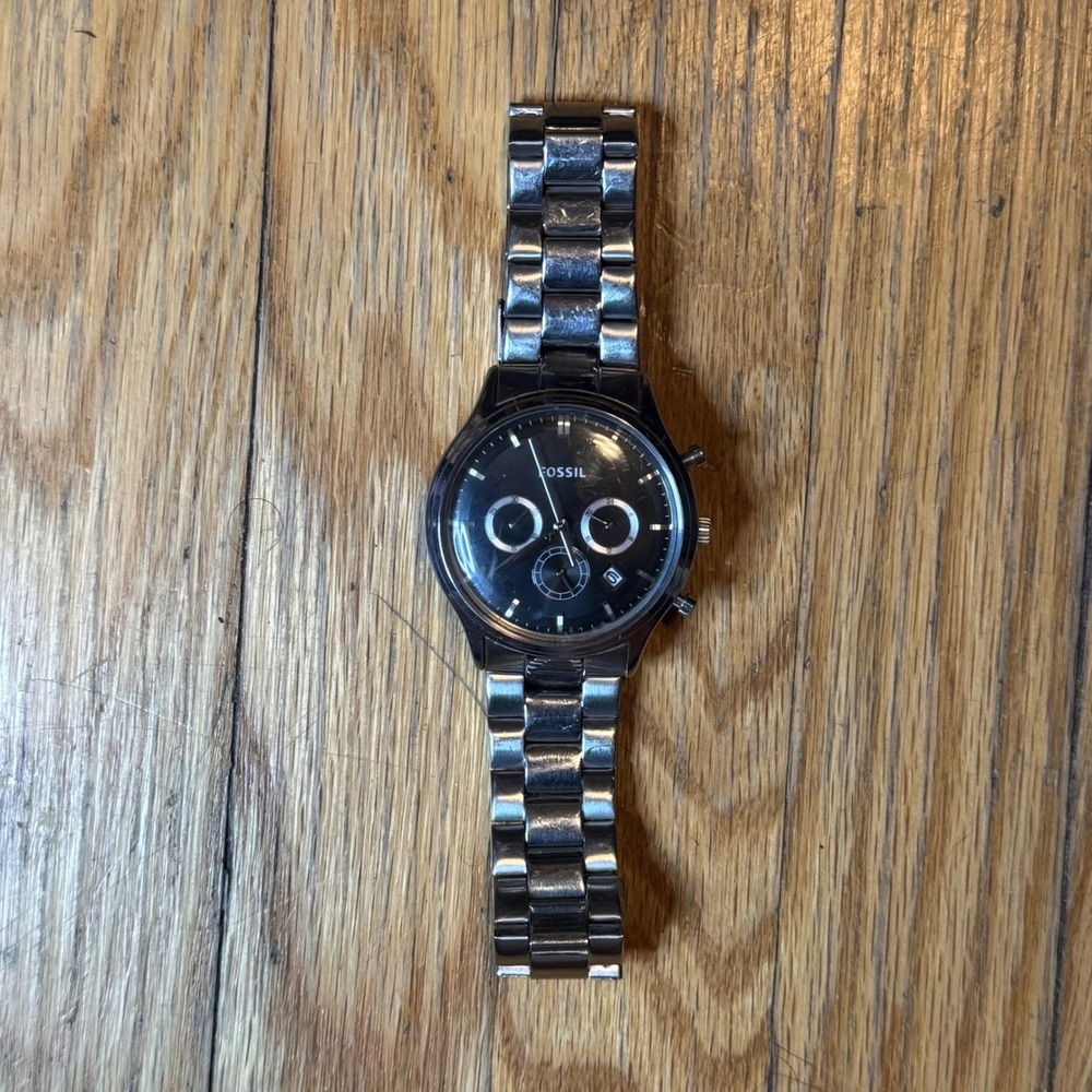 Fossil FS-4642 Mens Chronograph Black Dial Stainless Steel Bracelet Watch 5ATM - Picture 1 of 12